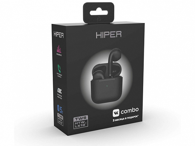 Беспроводные наушники HIPER TWS Lazo X10 Black (HTW-LX10) Bluetooth 5.1 гарнитура, Черный с логотипом в Новосибирске заказать по выгодной цене в кибермаркете AvroraStore