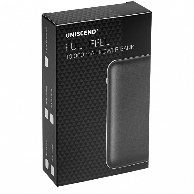 Внешний аккумулятор Uniscend Full Feel 10000 mAh, черный с логотипом в Новосибирске заказать по выгодной цене в кибермаркете AvroraStore