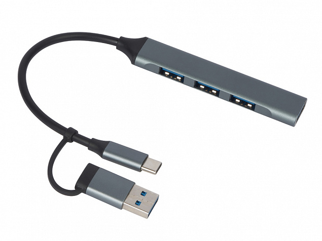 USB-хаб «Link» с коннектором 2-в-1 USB-C и USB-A, 2.0/3.0 с логотипом в Новосибирске заказать по выгодной цене в кибермаркете AvroraStore