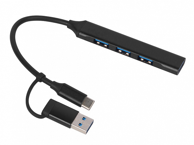 USB-хаб «Link» с коннектором 2-в-1 USB-C и USB-A, 2.0/3.0 с логотипом в Новосибирске заказать по выгодной цене в кибермаркете AvroraStore