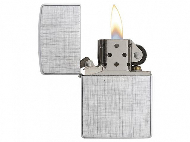 Зажигалка ZIPPO Classic с покрытием Brushed Chrome с логотипом в Новосибирске заказать по выгодной цене в кибермаркете AvroraStore