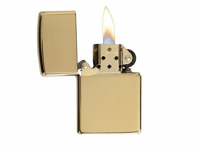 Зажигалка ZIPPO Classic с покрытием High Polish Brass с логотипом в Новосибирске заказать по выгодной цене в кибермаркете AvroraStore