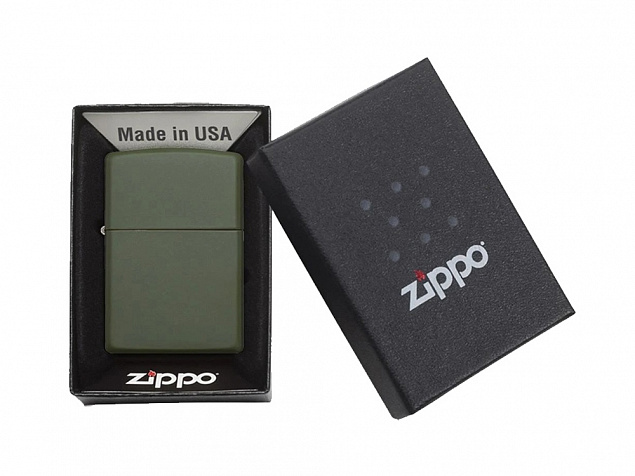 Зажигалка ZIPPO Classic с покрытием Green Matte с логотипом в Новосибирске заказать по выгодной цене в кибермаркете AvroraStore