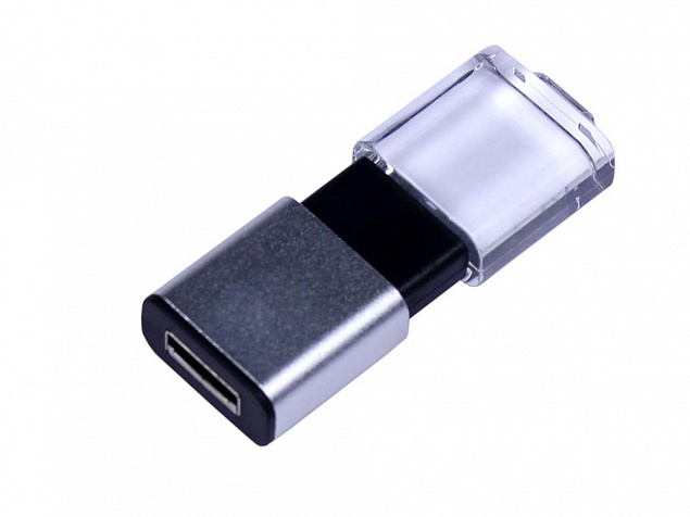 USB 2.0- флешка промо на 64 Гб прямоугольной формы, выдвижной механизм с логотипом в Новосибирске заказать по выгодной цене в кибермаркете AvroraStore