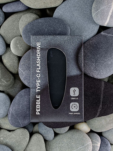 Флешка Pebble Type-C, USB 3.0, черная, 16 Гб с логотипом в Новосибирске заказать по выгодной цене в кибермаркете AvroraStore