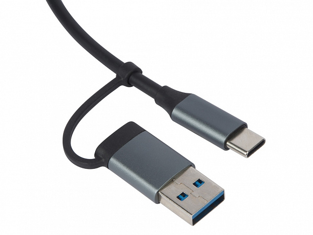 USB-хаб «Link» с коннектором 2-в-1 USB-C и USB-A, 2.0/3.0 с логотипом в Новосибирске заказать по выгодной цене в кибермаркете AvroraStore