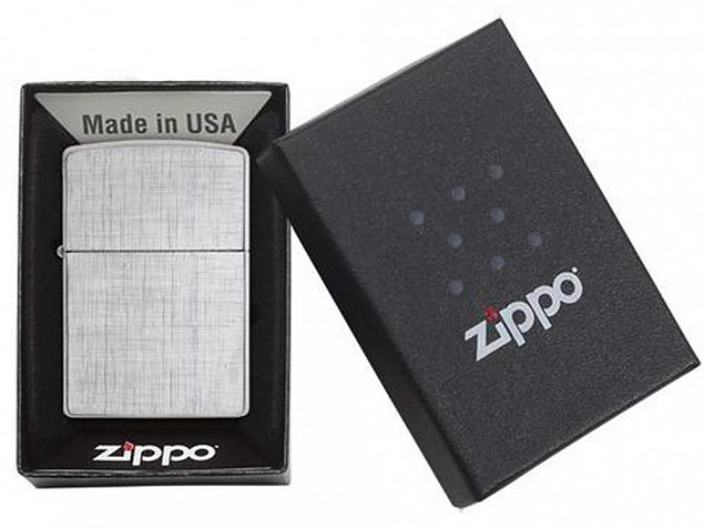 Зажигалка ZIPPO Classic с покрытием Brushed Chrome с логотипом в Новосибирске заказать по выгодной цене в кибермаркете AvroraStore