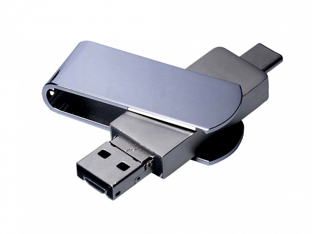 USB 3.0-флешка на 32 Гб с поворотным механизмом и дополнительным разъемом Micro USB с логотипом в Новосибирске заказать по выгодной цене в кибермаркете AvroraStore