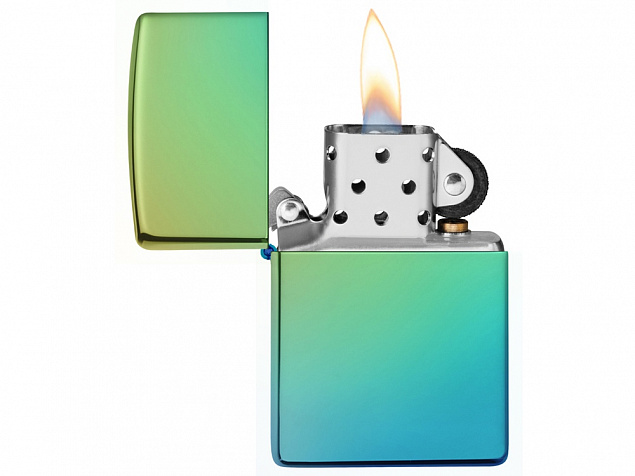 Зажигалка ZIPPO Classic с покрытием High Polish Teal с логотипом в Новосибирске заказать по выгодной цене в кибермаркете AvroraStore