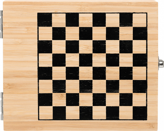 Винный набор BAMBOO CHESS с шахматной игрой, коричневый с логотипом в Новосибирске заказать по выгодной цене в кибермаркете AvroraStore