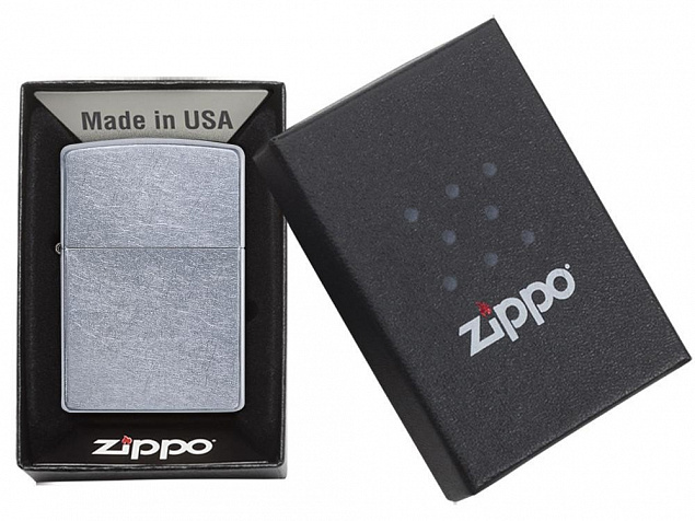 Зажигалка ZIPPO Classic с покрытием Street Chrome™ с логотипом в Новосибирске заказать по выгодной цене в кибермаркете AvroraStore