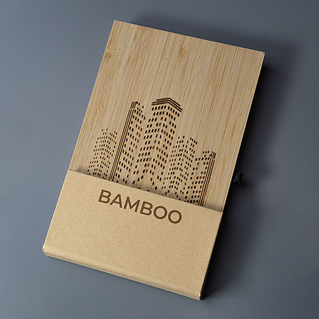 Блокнот BAMBOO, размер 10 х15,  с подставкой для телефона и набором стикеров  с логотипом в Новосибирске заказать по выгодной цене в кибермаркете AvroraStore