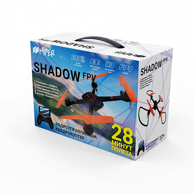 Квадрокоптер радиоуправляемый HIPER SHADOW FPV, черный с оранжевым с логотипом в Новосибирске заказать по выгодной цене в кибермаркете AvroraStore