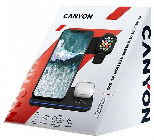 Зарядная станция CANYON WS-303, черная с логотипом в Новосибирске заказать по выгодной цене в кибермаркете AvroraStore