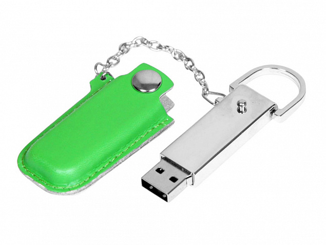 USB 2.0- флешка на 8 Гб в массивном корпусе с кожаным чехлом с логотипом в Новосибирске заказать по выгодной цене в кибермаркете AvroraStore