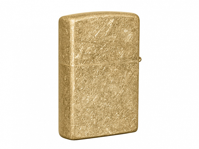 Зажигалка ZIPPO Classic с покрытием Tumbled Brass с логотипом в Новосибирске заказать по выгодной цене в кибермаркете AvroraStore