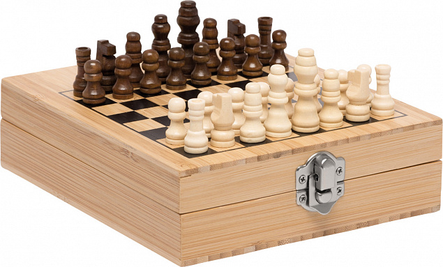 Винный набор BAMBOO CHESS с шахматной игрой, коричневый с логотипом в Новосибирске заказать по выгодной цене в кибермаркете AvroraStore