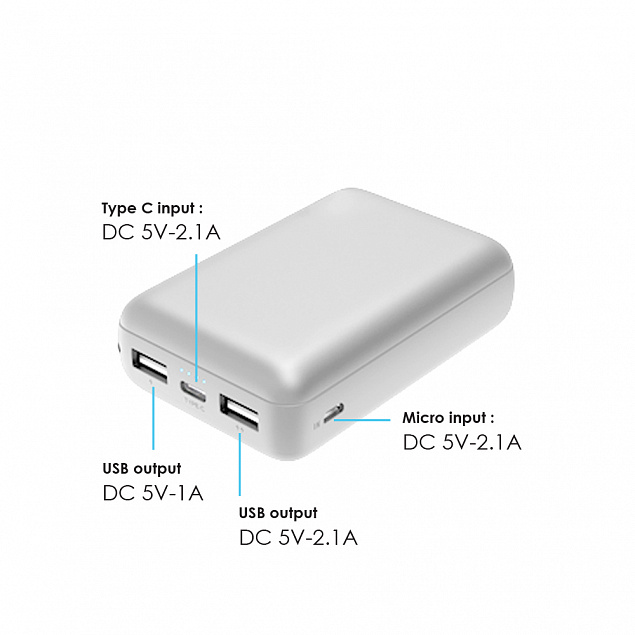 Зарядное устройство "Compact+", 10000 mAh с логотипом в Новосибирске заказать по выгодной цене в кибермаркете AvroraStore