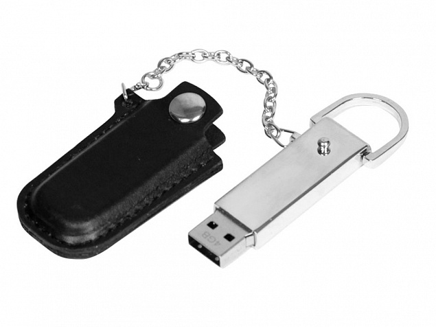 USB 2.0- флешка на 8 Гб в массивном корпусе с кожаным чехлом с логотипом в Новосибирске заказать по выгодной цене в кибермаркете AvroraStore