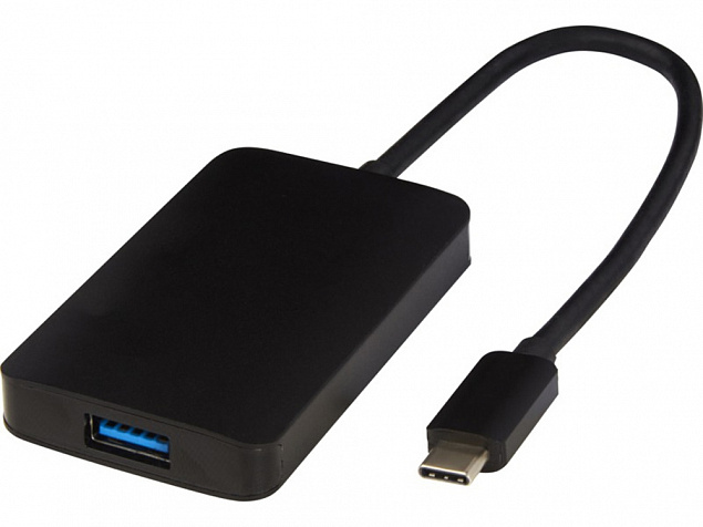 ADAPT Алюминиевый мультимедийный переходник Type-C (USB-A/Type-C/HDMI), черный с логотипом в Новосибирске заказать по выгодной цене в кибермаркете AvroraStore