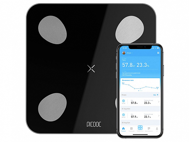 Умные диагностические весы Picooc Mini Lite Black (6924917717469), черный с логотипом в Новосибирске заказать по выгодной цене в кибермаркете AvroraStore