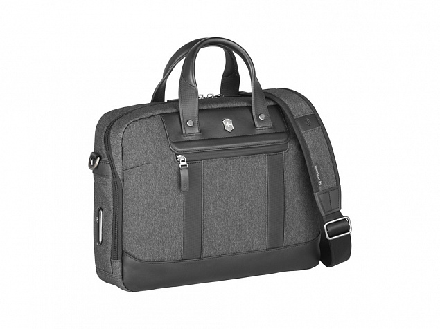 Портфель VICTORINOX Architecture Urban2 15 Briefcase 15'', серый, полиэстер/кожа, 42x13x31 см, 16 л с логотипом в Новосибирске заказать по выгодной цене в кибермаркете AvroraStore