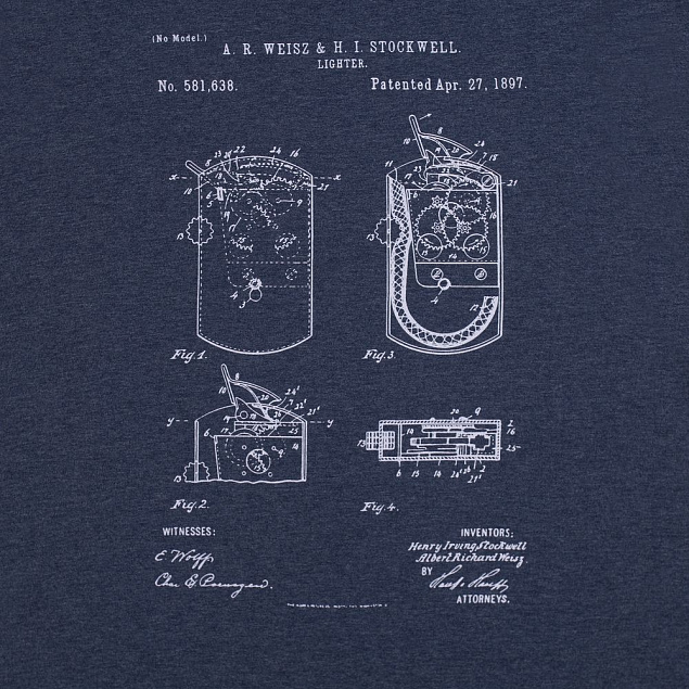 Футболка приталенная Old Patents. Lighter, синий меланж с логотипом в Новосибирске заказать по выгодной цене в кибермаркете AvroraStore