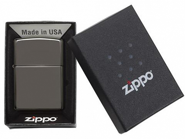 Зажигалка ZIPPO Classic с покрытием Black Ice® с логотипом в Новосибирске заказать по выгодной цене в кибермаркете AvroraStore