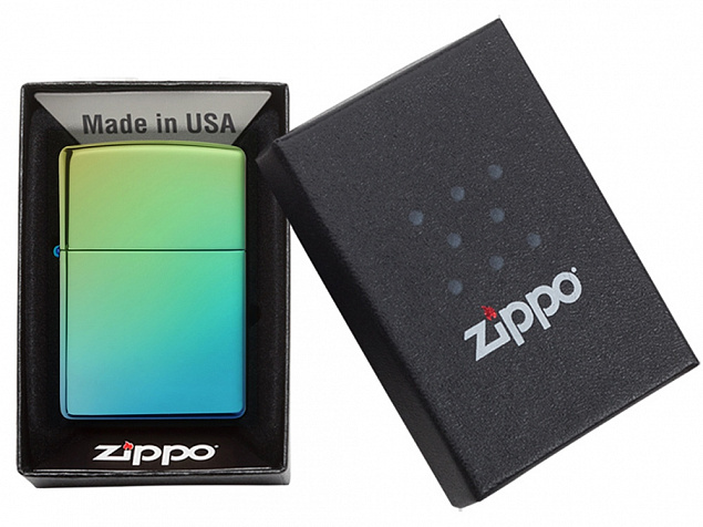 Зажигалка ZIPPO Classic с покрытием High Polish Teal с логотипом в Новосибирске заказать по выгодной цене в кибермаркете AvroraStore