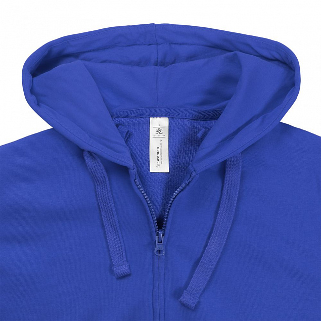 Толстовка женская Hooded Full Zip ярко-синяя с логотипом в Новосибирске заказать по выгодной цене в кибермаркете AvroraStore