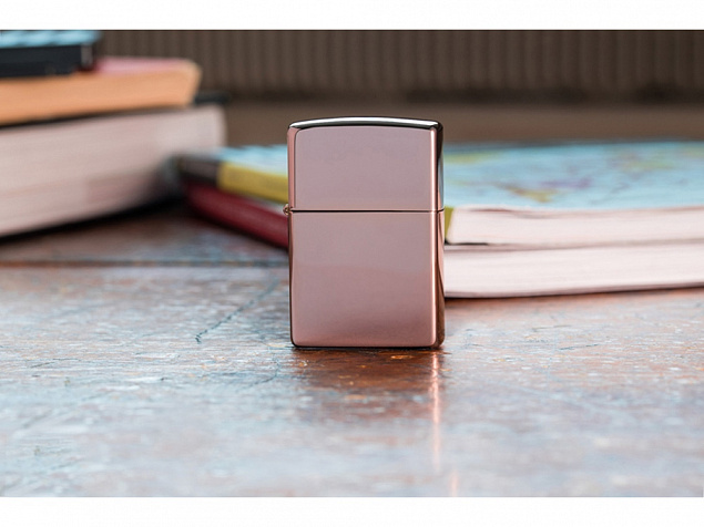 Зажигалка ZIPPO Classic с покрытием High Polish Rose Gold с логотипом в Новосибирске заказать по выгодной цене в кибермаркете AvroraStore