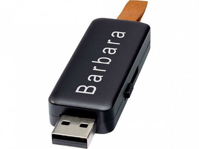 USB-флеш-накопитель Gleam объемом 8 ГБ с подсветкой, черный с логотипом в Новосибирске заказать по выгодной цене в кибермаркете AvroraStore