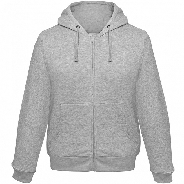 Толстовка мужская Hooded Full Zip серый меланж с логотипом в Новосибирске заказать по выгодной цене в кибермаркете AvroraStore