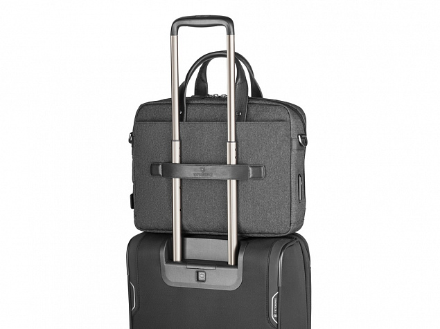 Портфель VICTORINOX Architecture Urban2 15 Briefcase 15'', серый, полиэстер/кожа, 42x13x31 см, 16 л с логотипом в Новосибирске заказать по выгодной цене в кибермаркете AvroraStore