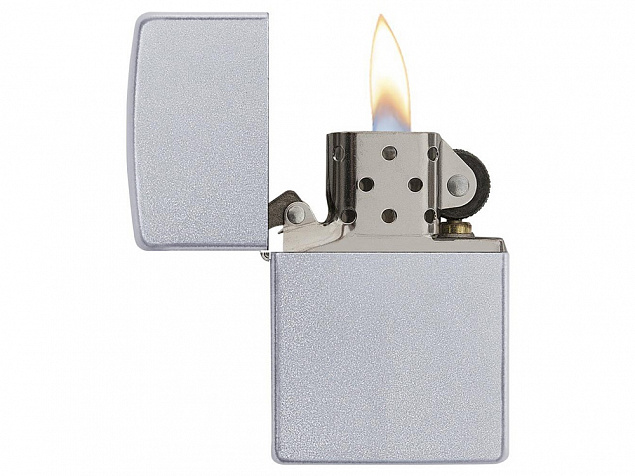 Зажигалка ZIPPO Classic с покрытием Satin Chrome™ с логотипом в Новосибирске заказать по выгодной цене в кибермаркете AvroraStore