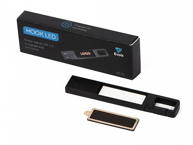 USB 2.0- флешка на 32 Гб c подсветкой логотипа «Hook LED» с логотипом в Новосибирске заказать по выгодной цене в кибермаркете AvroraStore