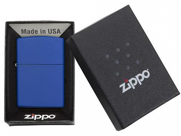 Зажигалка ZIPPO Classic с покрытием Royal Blue Matte с логотипом в Новосибирске заказать по выгодной цене в кибермаркете AvroraStore