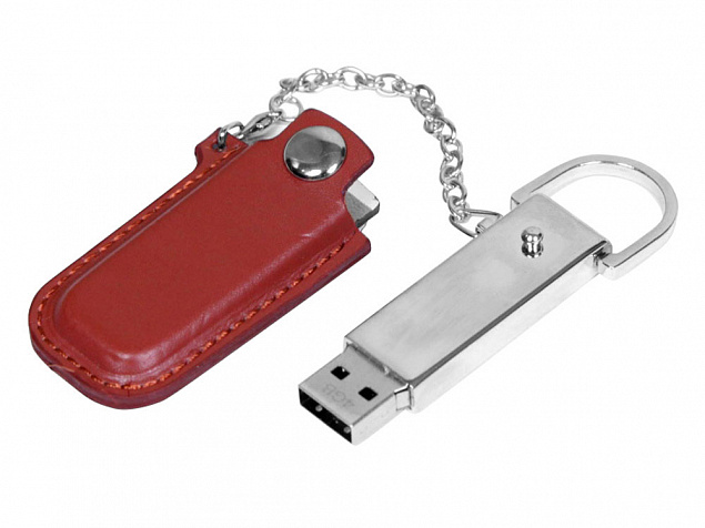 USB 2.0- флешка на 8 Гб в массивном корпусе с кожаным чехлом с логотипом в Новосибирске заказать по выгодной цене в кибермаркете AvroraStore